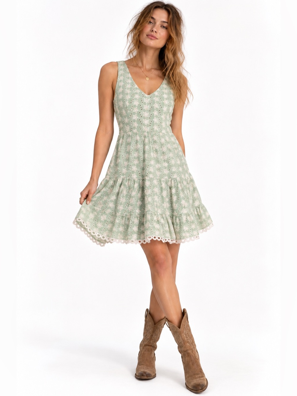 NWT Hayden Los Angeles Sage Eyelet & Lace Dress